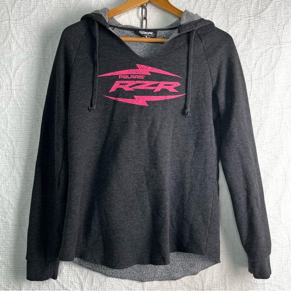 Polaris Womens Small S RZR Lightweight Hoodie Grey Fleece Pullover Hooded Jacket - Picture 11 of 16